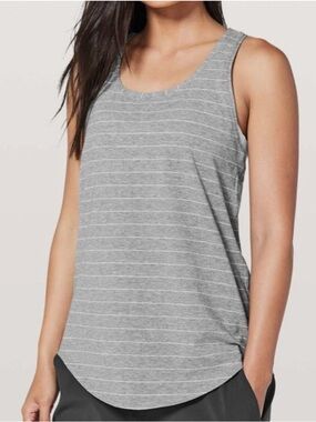 Lululemon Women's Gray Stripe Tank Top - Casual Sleeveless Tee